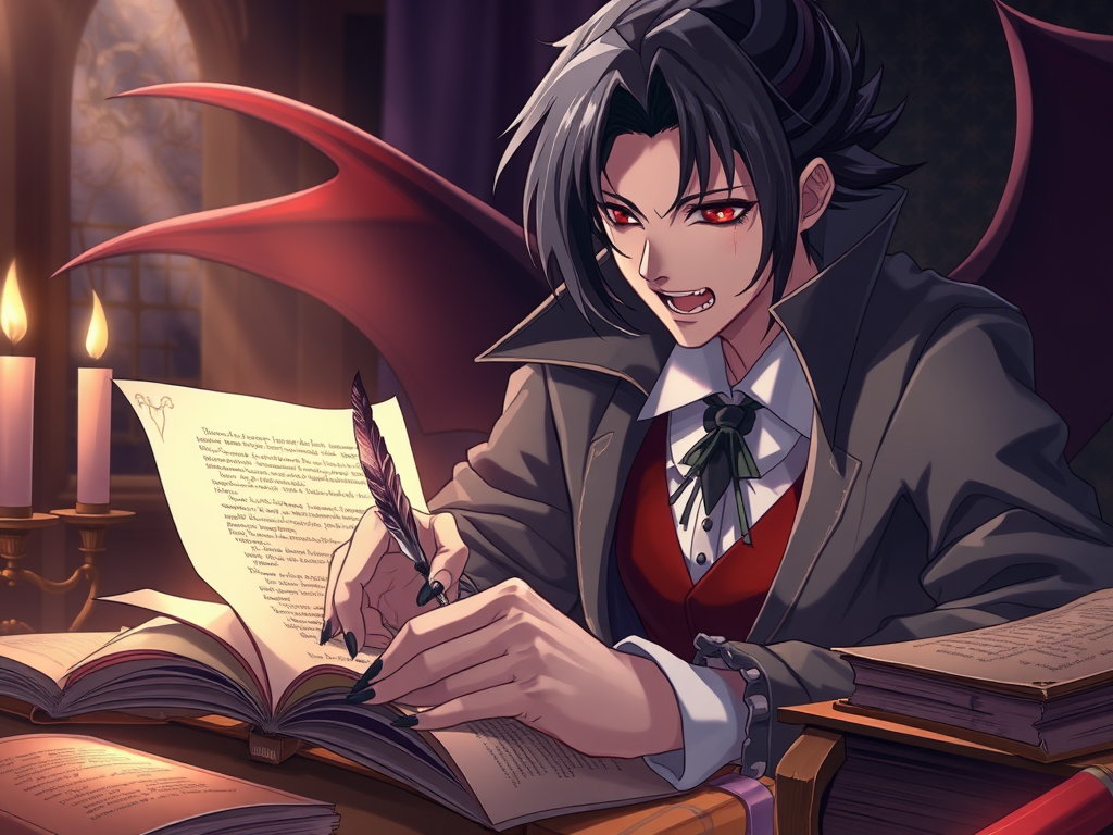 Vampire Riting a-vampire-for-a-profile-pic-writing-a-poem – Bobby Blade